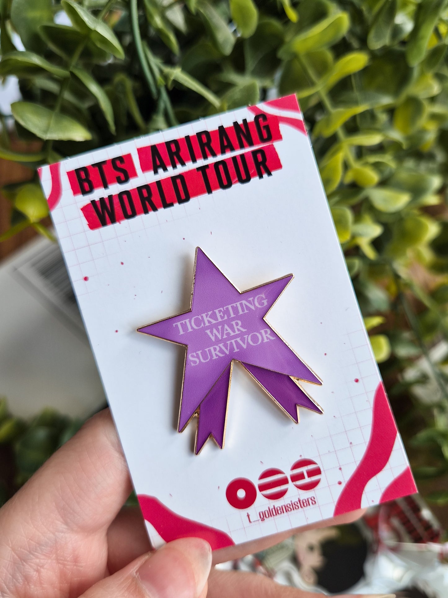 Ticketing War Survivor pin