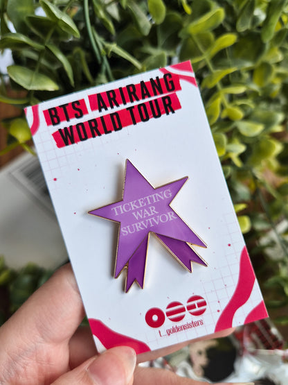 Ticketing War Survivor pin