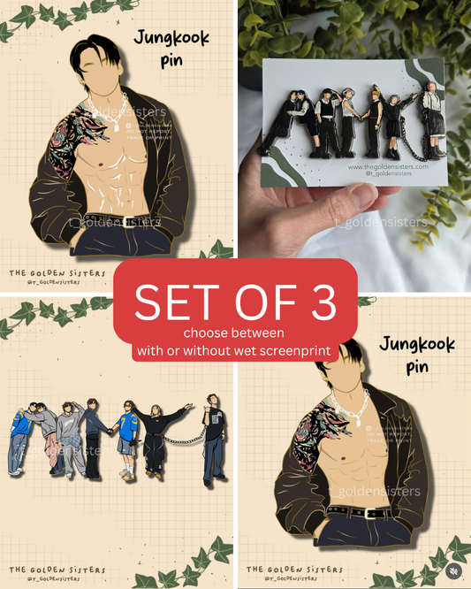 SET of 3 pins (ARMY and JK) (pre-orders)