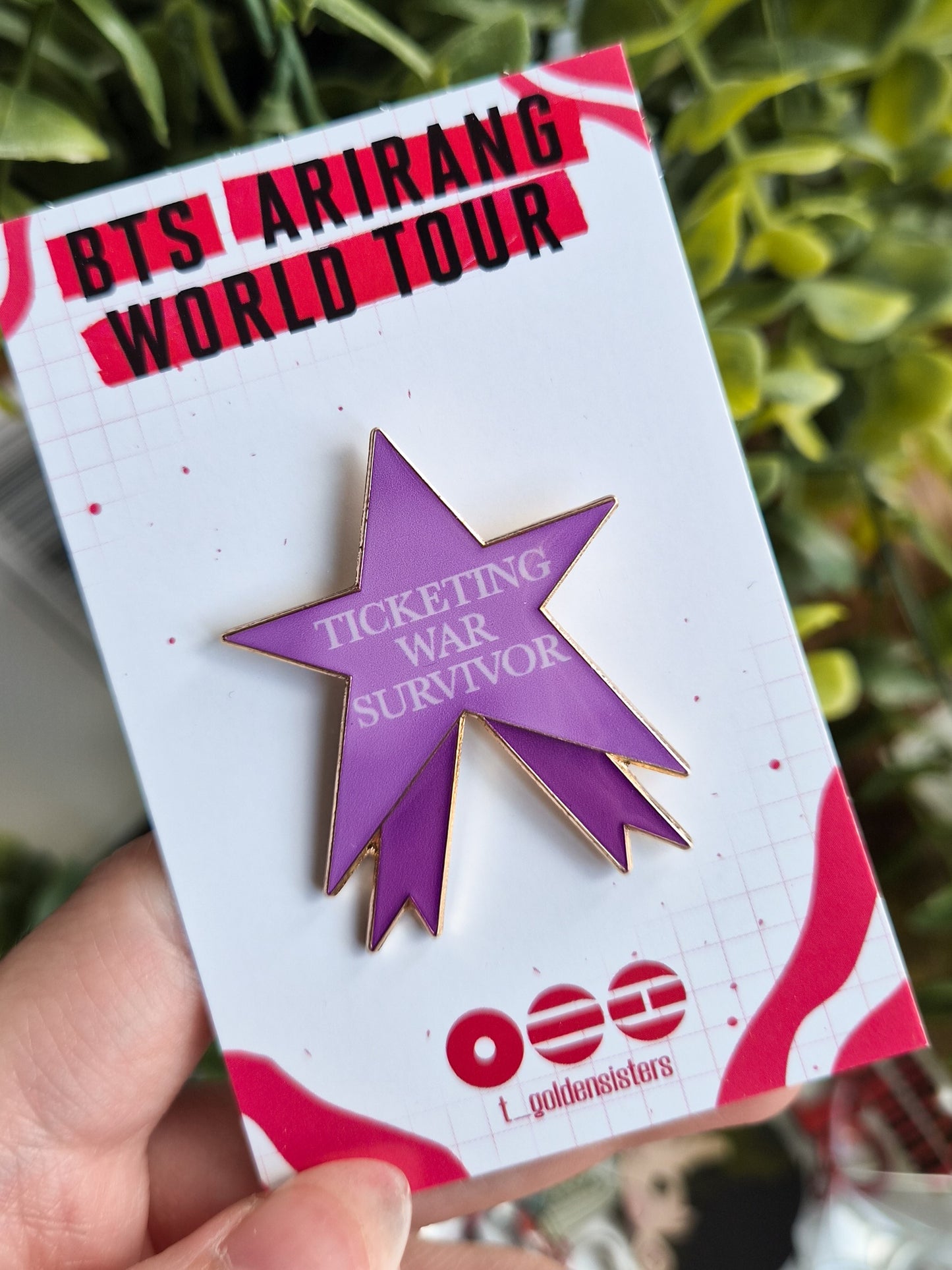 Ticketing War Survivor pin